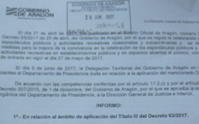 Nueva normativa del Gobierno de Aragón sobre fiestas y eventos.