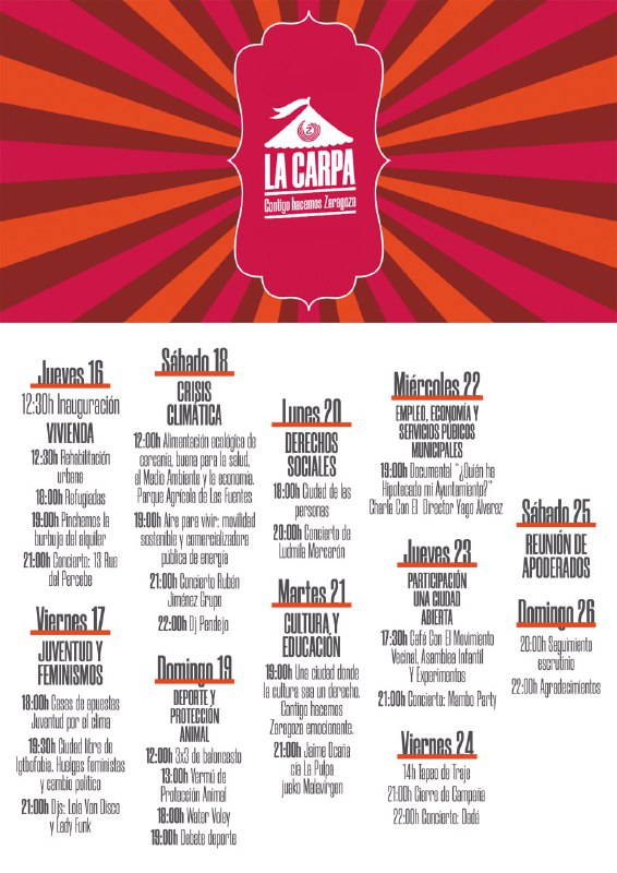 Carpa  Zaragoza en común (todas actividades)